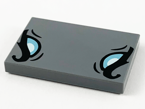Tile 2 x 3 with Metallic Light Blue Rhinoceros Eyes Pattern