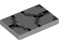 Tile 2 x 3 with Pixelated Black and Dark Bluish Gray Pattern