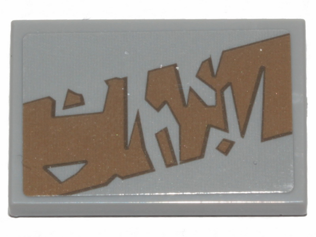 Tile 2 x 3 with Dark Tan Tattered Stripe Pattern Model Right Side (Sticker) - Set 75292