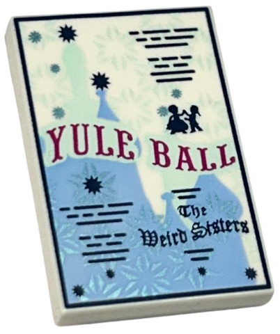 Tile 2 x 3 with HP 'YULE BALL' Invitation, Snowflakes and 'The Weird Sisters' Pattern