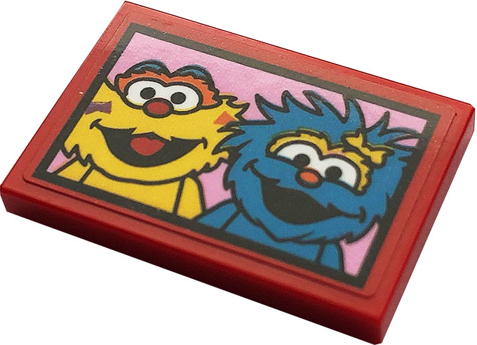 Tile 2 x 3 with Picture of Zoe and Rosita on Bright Pink Background Pattern (Sticker) - Set 21324