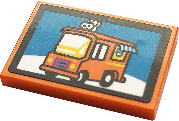 Tile 2 x 3 with Orange Van Pattern (Sticker) - Set 21324