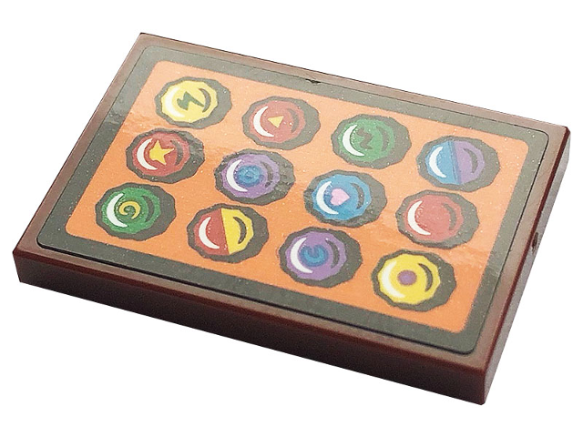 Tile 2 x 3 with Multicolor Bottle Caps on Orange Background Pattern (Sticker) - Set 21324