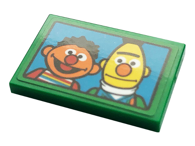 Tile 2 x 3 with Picture of Ernie and Bert on Dark Azure Background Pattern (Sticker) - Set 21324