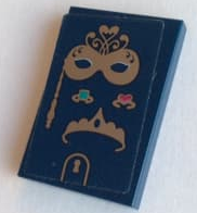 Tile 2 x 3 with Gold Mask, Rings and Tiara Pattern (Sticker) - Set 41344
