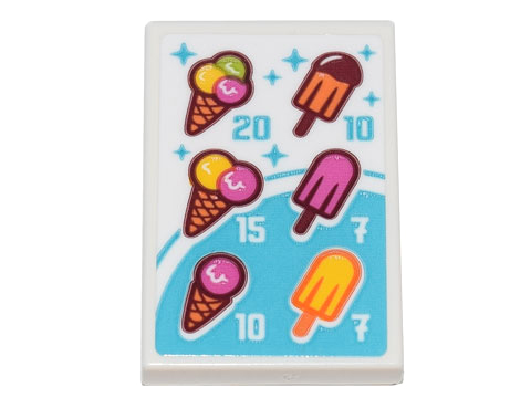 Tile 2 x 3 with Menu, Price List of Ice Cream Cones and Popsicles Pattern (Sticker) - Set 71741