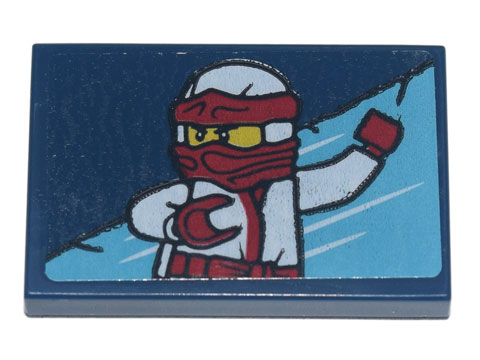 Tile 2 x 3 with White and Red Ninja Video Arcade Game Sign Pattern Model Left Side (Sticker) - Set 71741