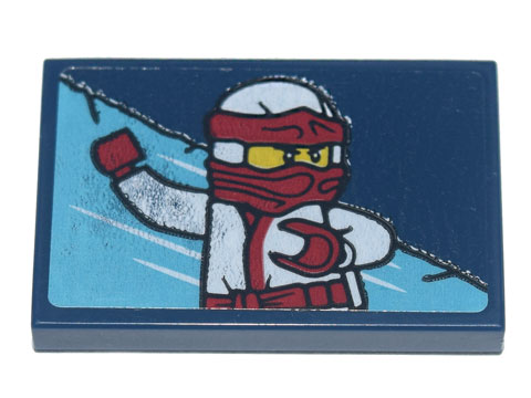 Tile 2 x 3 with White and Red Ninja Video Arcade Game Sign Pattern Model Right Side (Sticker) - Set 71741
