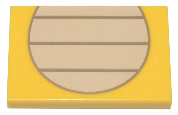 Tile 2 x 3 with Tan Partial Circle with Dark Tan Lines Pattern (Super Mario Larry / Ludwig Stomach)