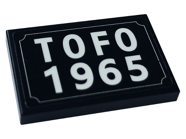 Tile 2 x 3 with White 'TOFO 1965' Pattern (Sticker) - Sets 10271 / 77942