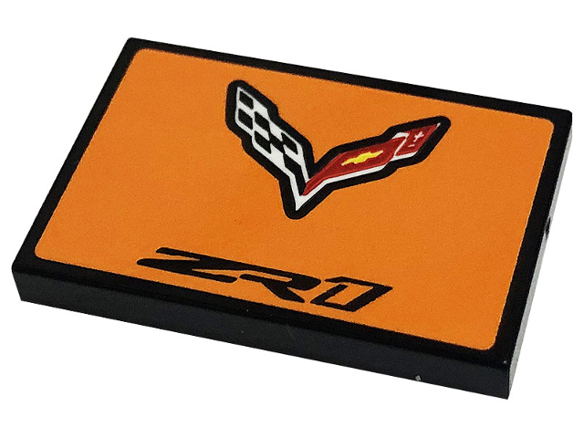 Tile 2 x 3 with Chevrolet Logo and Black 'ZR1' Pattern (Sticker) - Set 42093