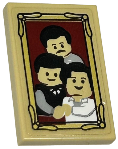 Tile 2 x 3 with Dursley Family Portrait in Gold Frame Pattern (Sticker) - Set 75968