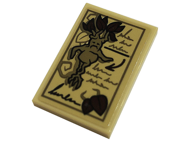 Tile 2 x 3 with Mandrake, Leaves, Writing and Arrow Pattern (Sticker) - Set 76384