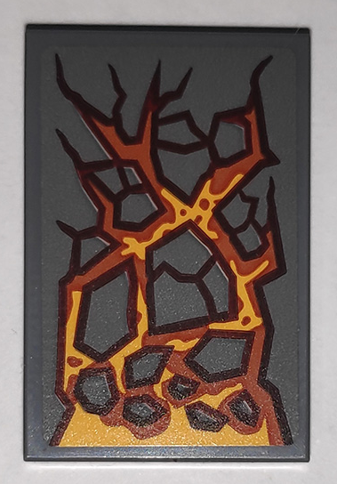Tile 2 x 3 with Cracked Stone and Lava Pattern (Sticker) - Set 71747