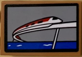Tile 2 x 3 with Picture of Monorail over Sea Pattern (Sticker) - Set 71044