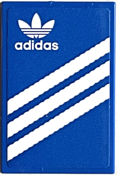 Tile 2 x 3 with White Adidas Logo and 3 Stripes Pattern (Sticker) - Set 40486