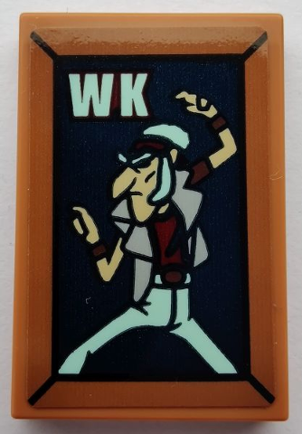 Tile 2 x 3 with Frame, 'WK', Picture of Man on Dark Blue Background Pattern (Sticker) - Set 75551