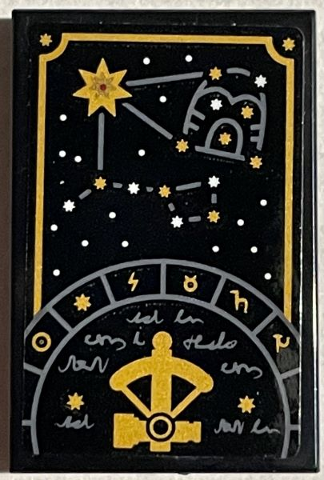 Tile 2 x 3 with Gold Star Constellations and Lines Pattern (Sticker) - Set 76389