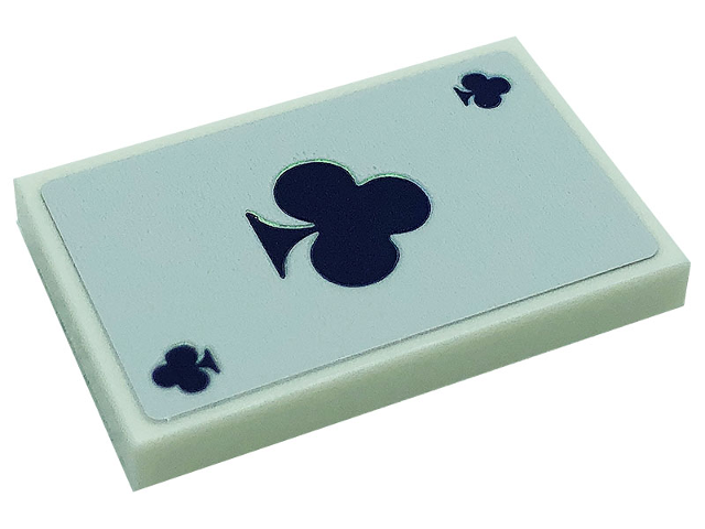 Tile 2 x 3 with Playing Card Ace of Clubs Pattern (Sticker) - Set 41685