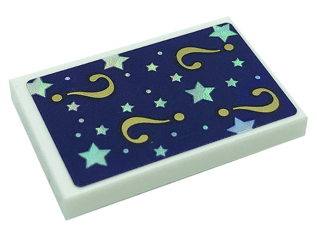 Tile 2 x 3 with Silver Dots, Stars and Question Marks on Dark Purple Background Pattern (Sticker) - Set 41685