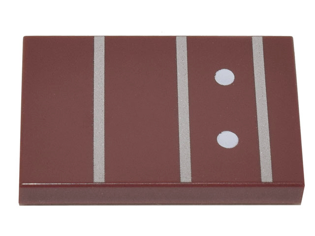Tile 2 x 3 with Guitar Fretboard, Frets 10-13 with Fret Marker Inlays (3 Silver Lines and 2 White Dots) Pattern