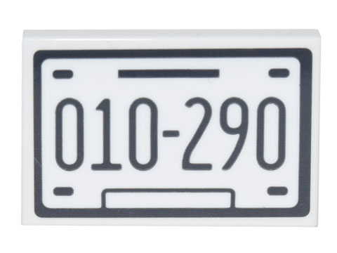 Tile 2 x 3 with License Plate and Black '010-290' Pattern (Sticker) - Set 10290