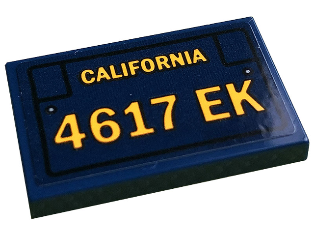 Tile 2 x 3 with License Plate and Bright Light Orange 'CALIFORNIA' and '4617 EK' Pattern (Sticker) - Set 10279