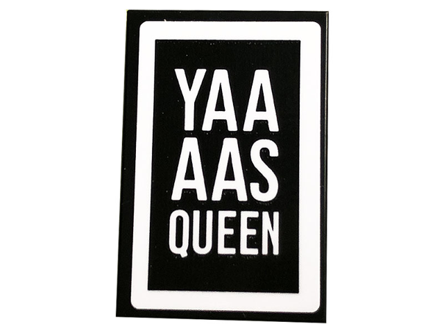 Tile 2 x 3 with 'YAA', 'AAS' and 'QUEEN' with White Border Pattern (Sticker) - Set 10291