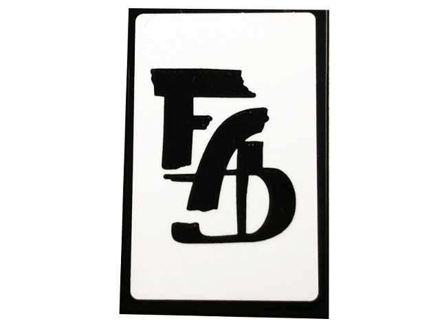 Tile 2 x 3 with Black 'FAB' on White Background Pattern (Sticker) - Set 10291