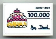 Tile 2 x 3 with Cake, '100.000', '40090-18100' and Signature Pattern (Sticker) - Set 41393