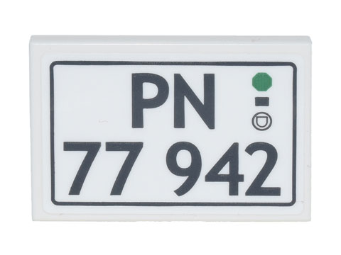 Tile 2 x 3 with License Plate Black 'PN -77 942' Pattern (Sticker) - Set 77942