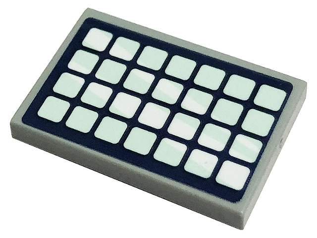 Tile 2 x 3 with Light Aqua and Dark Blue Solar Panel Pattern (Sticker) - Set 41449