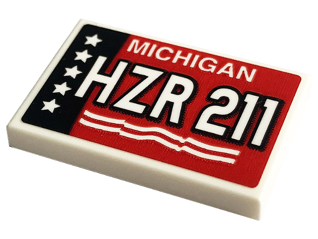 Tile 2 x 3 with License Plate 'HZR 211', 'MICHIGAN' and Stars Pattern (Sticker) - Set 42126