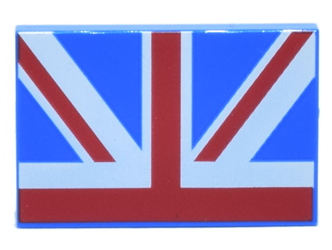 Tile 2 x 3 with Red, Blue, and White Union Jack Flag Half Pattern