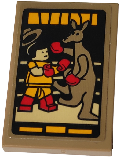 Tile 2 x 3 with Poster of Minifigure and Kangaroo Boxing Match Pattern (Sticker) - Set 10292