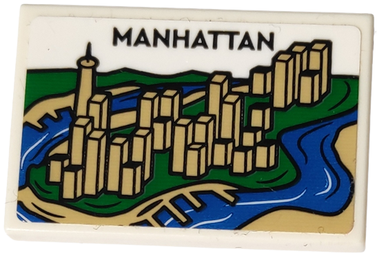 Tile 2 x 3 with Poster of 'MANHATTAN' Skyline Pattern (Sticker) - Set 10292