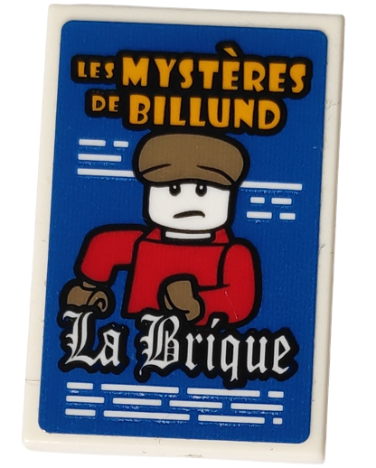 Tile 2 x 3 with Poster of Movie 'LES MYSTÈRES DE BILLUND', Minifigure and 'La Brique' Pattern (Sticker) - Set 10292