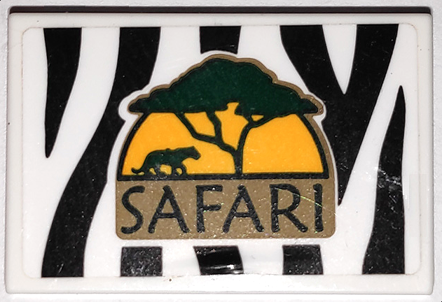 Tile 2 x 3 with Black Zebra Stripes Camouflage and Dark Green "SAFARI", Tree, and Tiger Silhouette Pattern (Sticker) - Set 60267