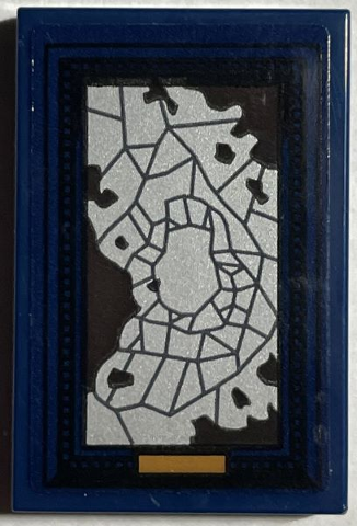 Tile 2 x 3 with Silver Cracked Mirror with Black Frame Pattern (Sticker) - Set 76407