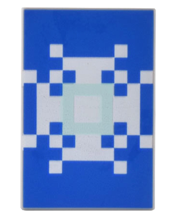 Tile 2 x 3 with Minecraft Pixelated White and Light Aqua Snowflake on Blue Background Shield Banner Pattern