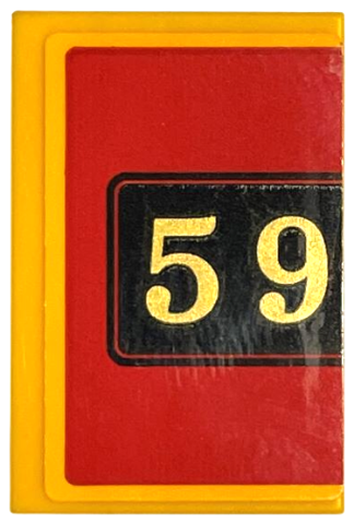 Tile 2 x 3 with Gold '59' on Black and Red Background Pattern (Sticker) - Set 76405