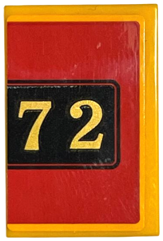 Tile 2 x 3 with Gold '72' on Black and Red Background Pattern (Sticker) - Set 76405