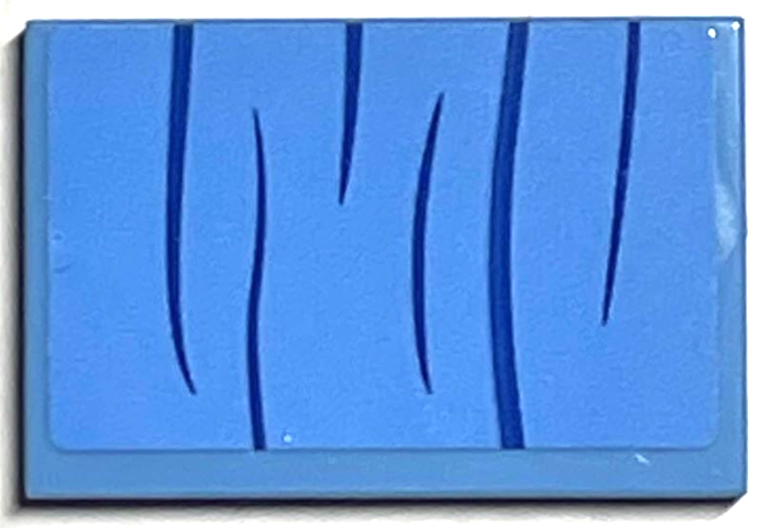 Tile 2 x 3 with Curtain with Dark Blue Curved Lines Bottom Half Pattern (Sticker) - Set 76398