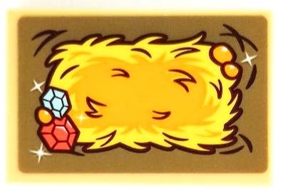 Tile 2 x 3 with Hay and Coral and Light Aqua Gems on Dark Tan Background Pattern (Sticker) - Set 41432