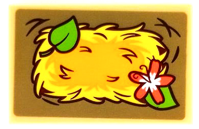 Tile 2 x 3 with Hay, Lime Leaves and Coral Flower on Dark Tan Background Pattern (Sticker) - Set 41432