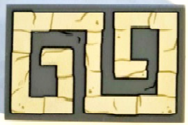 Tile 2 x 3 with Tan Geometric Temple Ornament Pattern