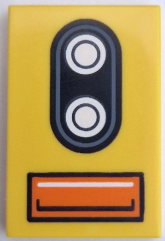Tile 2 x 3 with Double Silver and Black Car Headlight and Orange Direction Indicator Pattern