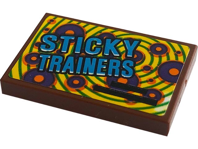 Tile 2 x 3 with 'STICKY TRAINERS' Pattern (Sticker) - Set 76422