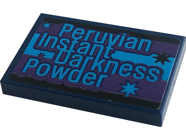 Tile 2 x 3 with 'Peruvian Instant Darkness Powder' Pattern (Sticker) - Set 76422