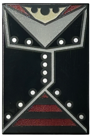 Tile 2 x 3 with Jacket with Light Bluish Gray Trim and White Buttons over Shirt with Dark Red Stripes, Tan Neck Pattern (BrickHeadz Nymphadora Tonks Torso)